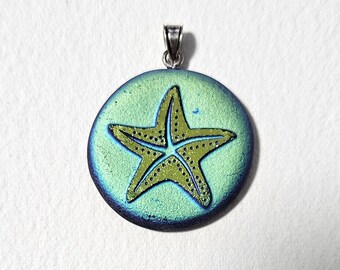 Dichroic Starfish Pendant, Dichroic jewelry, Glass Pendant, Starfish Necklace