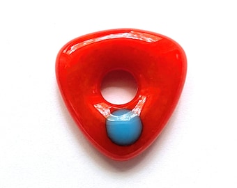 Fused Glass Jewelry Links, Triangular Orange Donut Jewelry Component