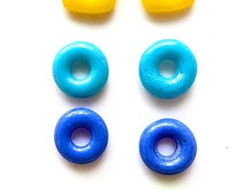 Fused Glass Jewelry Links, 8 Small Colorful Assortment