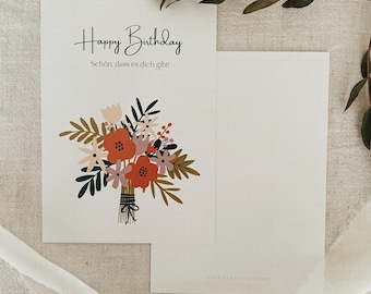 Carte d'anniversaire | Joyeux anniversaire | Carte d'anniversaire | bouquet de fleurs