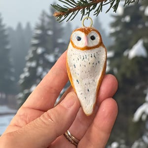 Owl Christmas Ornament, Clay Decor for Rustic Tree Trimming and Gift Giving