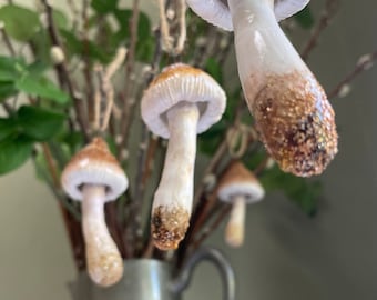 Ceramic Mushroom Ornament, Polymer Clay Decor, Woodland Magic Mushroom Lover Gift