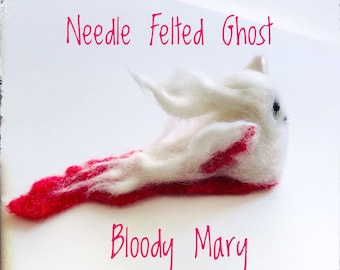 SALE Needle Felted Ghost, Halloween Sale, Soft Sculpture Art for Party Decor