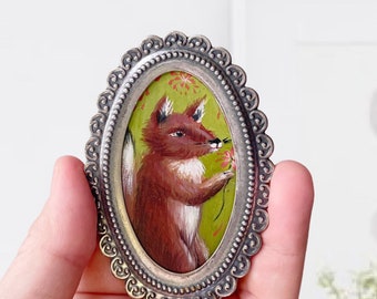 Miniature Fox Oil Painting, One of a Kind Wall Art for Home Decor or Gift Giving