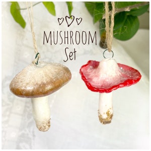 Mushroom Gift,Vegan Clay Art Gift, Individual OR Set of Two, Home Decor, Pottery Mushroom Gift image 1
