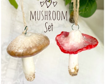 Mushroom Gift,Vegan Clay Art Gift, Individual OR Set of Two,  Home Decor, Pottery Mushroom Gift