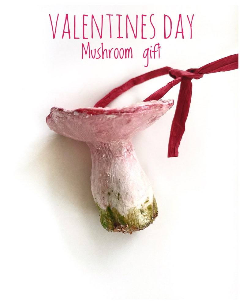 SALE. Mushroom Ornament, Clay Gift Set, Home Decor Gift, Fungi Chef Gift, Kitchen Gift Large Heart