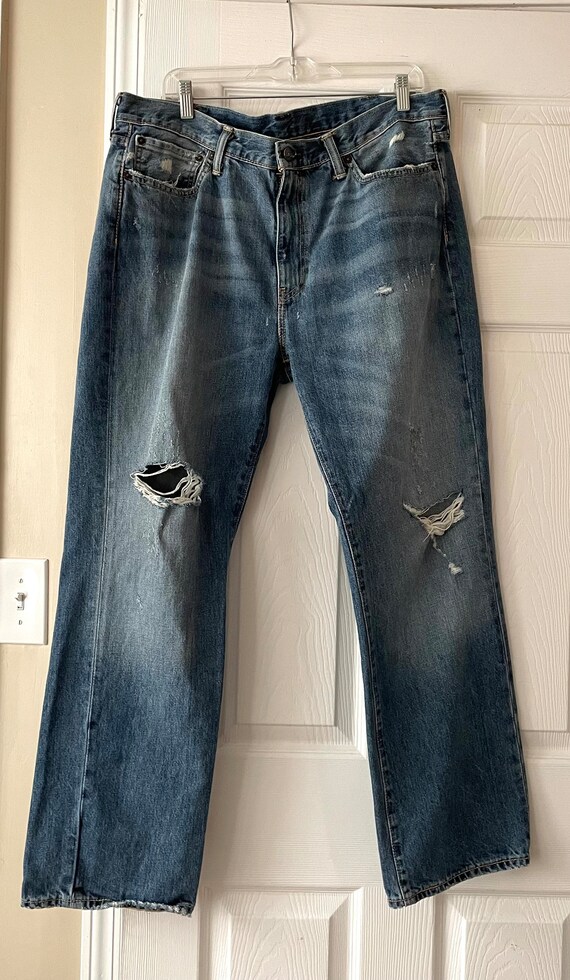 Levis Jeans Vintage 514 Red Tab Distressed Relaxed Straight Leg Jeans 38 Waist Etsy Canada
