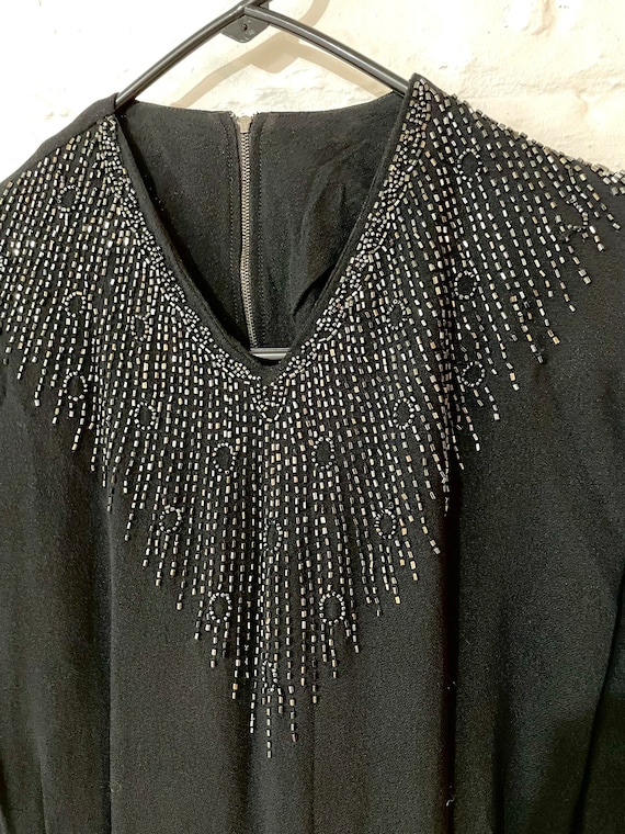 Vintage 1930s beaded cocktail  formal dress black… - image 4