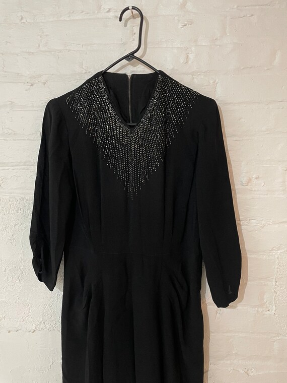 Vintage 1930s beaded cocktail  formal dress black… - image 7