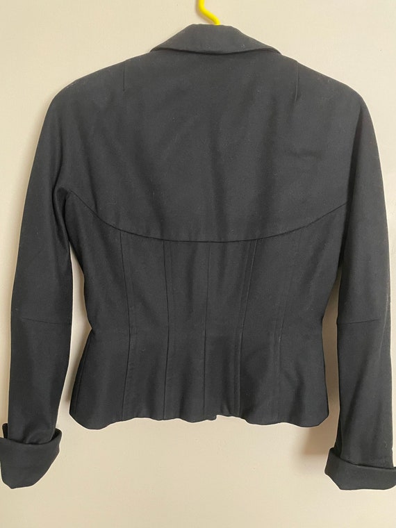Vintage Blazer 1930s black wool corset waist coat… - image 2