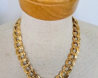 【VINTAGE HOLLYWOOD】Square Bold Chain Necklace Vintage NAPIER Necklace Gold Tone Chunky Bold Link Statement