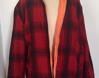 Vintage Hunting Farm Jacket Wool Plaid Hunter Orange Vintage Hunting Farm Jacket Wool Plaid Hunter Orange