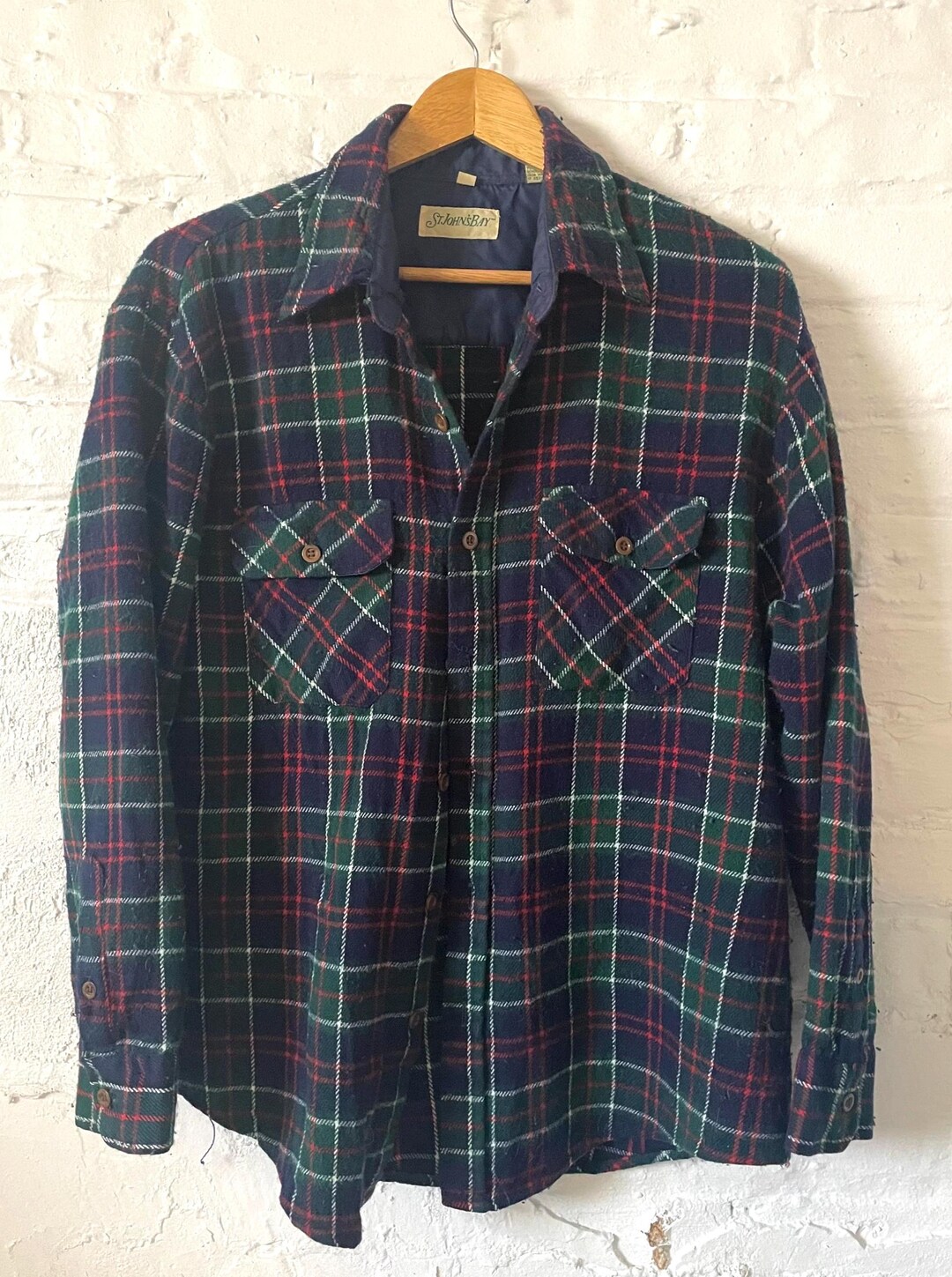 Distressed Button Down Flannel Shirt