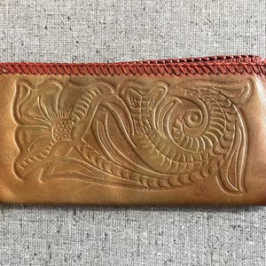 Cartera vintage de cuero hecha a mano, años 60