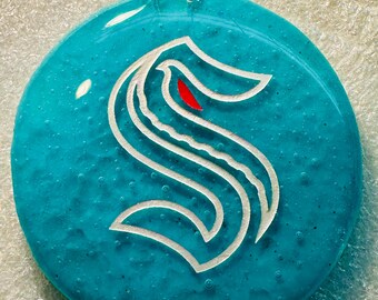 NEW! Seattle Kraken Recycled Glass Ornament/Medallion