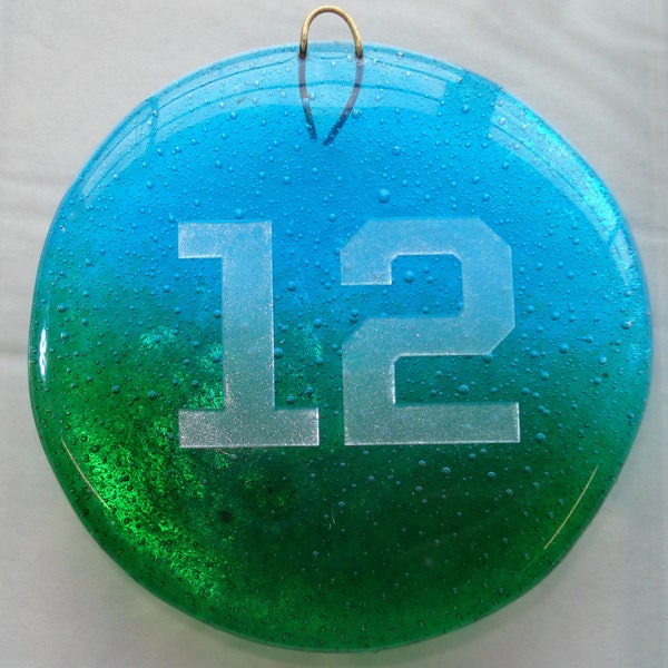 Seahawks 12th Man Recycled Glass Ornament/Medallion