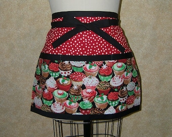 ServerTeacher VendorFood ServiceBakery Cafe StyleShopkeeper Cupcakes Half Apron with 6 pockets
