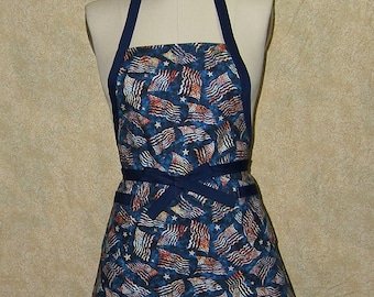 Patriotic Flag Apron: Handmade Cotton Chef Apron with Pockets