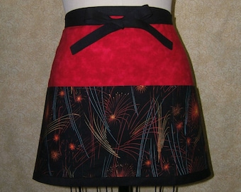 Fireworks Apron, Cotton Lined Waist Apron, Patriotic Celebration
