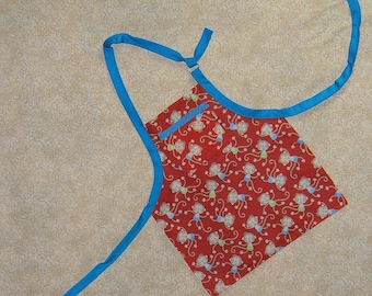 Monkey apron: childs kids pocket dancing monkeys