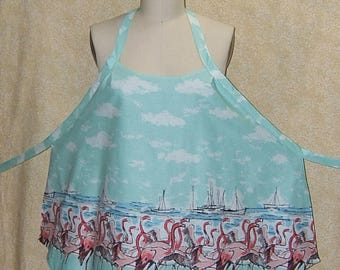 Flamingo Print Chef Apron: Double-Lined Cotton Kitchen Apron