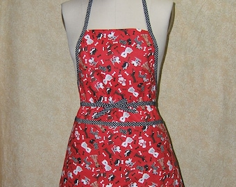 Dog Chef Apron: Cotton Polka Dot Apron with Pockets