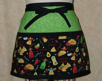Green Sauce Taco apron; 3 pockets, half aprons