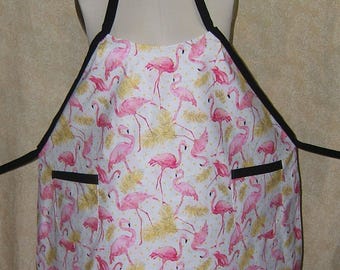 Flamingo Print Apron: Double Lined Cotton Kitchen Apron