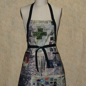 Collage Chef Apron: Lined Cotton Steampunk Street Art