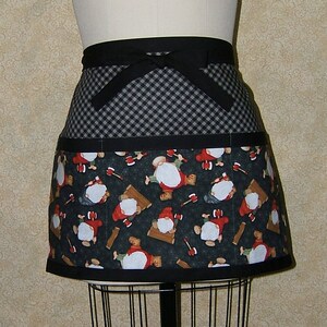 Lumberjack Gnome Apron: Scandinavian Tomte Print, Three Pockets