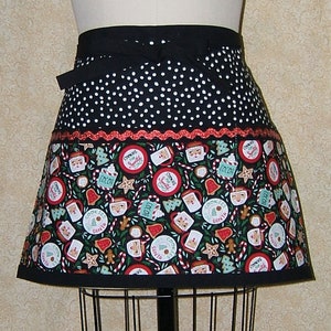 Cookies for Santa Half Apron: Holiday Cocoa & Candy Cane Print