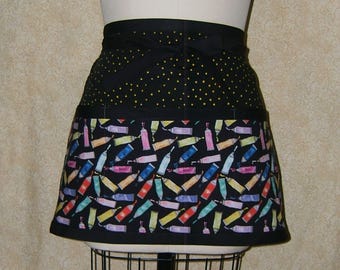 Painter's Apron: Art Class Half Aprons used Paint Tubes yellow dots
