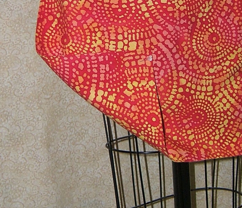 Sparks flying apron xtall long batik print yellow red orange cotton lined pocket boho hippie free spirit 29 34 long 21 wide 33 long ties