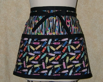Painter's Apron: Art Class Half Aprons used Paint Tubes brushes