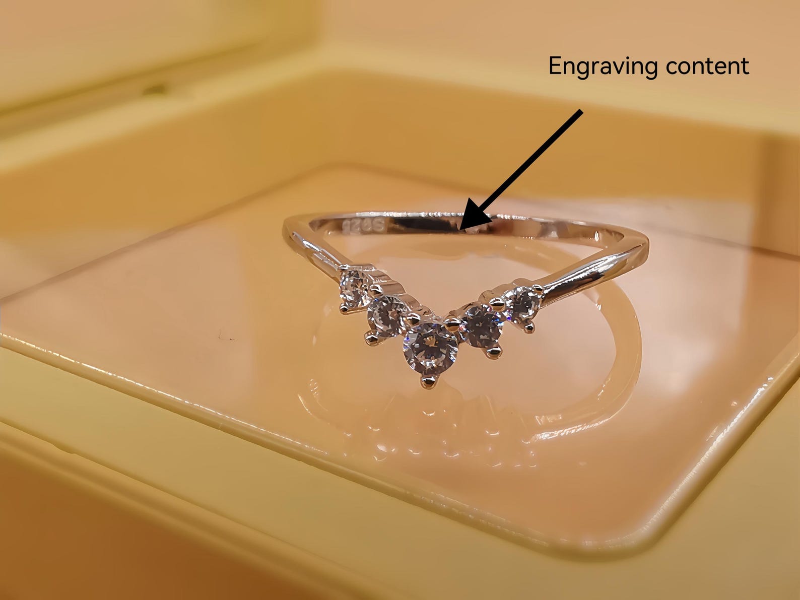 Dainty Chevron Stacking Ring V Shaped Cz Ring Sterling Silver Curved ...