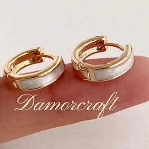 Shell Hoop Earrings 14k Gold Plated 925 Silver Hypoallergenic Tiny Cartilage Huggie Ear Jewelry