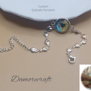 Custom Pets Eyes, Human Eyes Bracelet-Cat & Dog Eyeballs With Heart Chain- Human Eyeball Pedant-Pets lovers-Memorial Bracelet