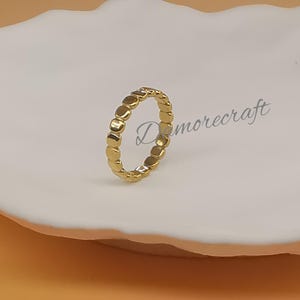 18k Gold Flat Bead Ring- Gold Flat Bead Eternity Ring- Gold Stacking Ring-Simple Everyday Jewelry
