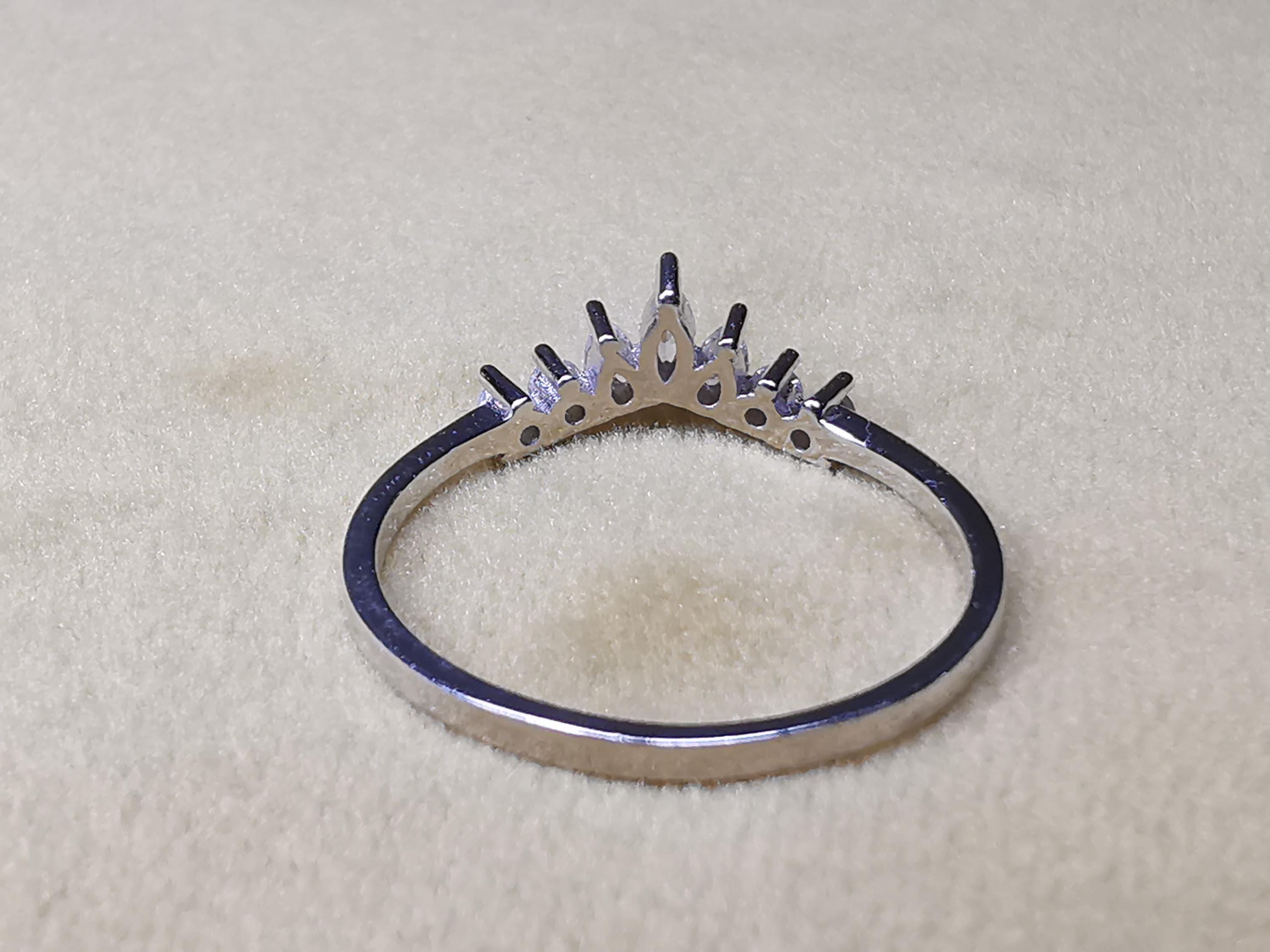 Dainty Chevron Stacking Ring V Shaped Cz Ring Sterling Silver Curved ...