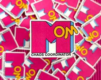 Mom Chaos Coordinator Sticker, Funny Mom Sticker, Retro Pink Mom Sticker, Gift for Moms