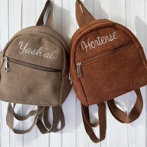 Sac à dos en velours côtelé fait main : sacs d'école brodés personnalisés pour enfants et adolescents