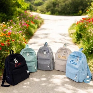 Sac à dos en velours côtelé fait main : sacs d'école brodés personnalisés pour enfants et adolescents