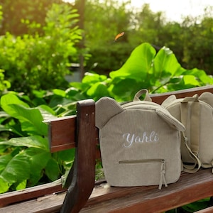 Sac à dos en velours côtelé fait main : sacs d'école brodés personnalisés pour enfants et adolescents