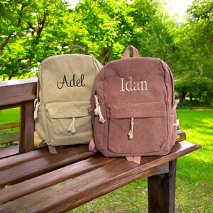 Handmade Corduroy Backpack: Personalized Embroidered School Bags for Kids and Toddlersbackpack