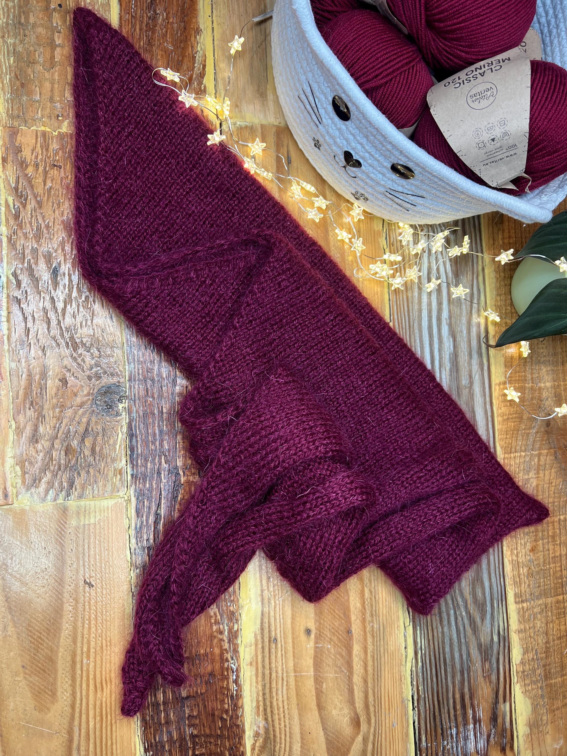 Women\'s Handknitted Skarf New, French Mohair Yarn , Burgundy Mohair burgundy skinny scarf Knitted scarf HANDMADE... | Depop main image 2