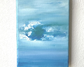 Mini Ocean Wave Oil Painting – Small Coastal Wall Art, Original Seascape
