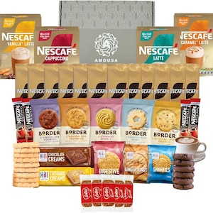 Instant Coffee Gift Set Hamper with Biscuits–Coffee Selection Gift Set for Coffee Lovers |Coffee Hamper with Biscoff, Border & Hill Biscuits