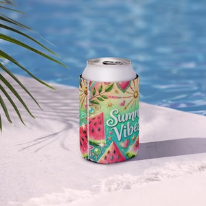 Sommer Vibes Dosenkühler, Strandgetränkekühler, Picknick-Getränkehalter, Kaltgetränkehülle, Sommer Geschenk, Isolierter Getränkehalter
