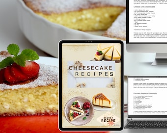 Recetas de tarta de queso en formato ebook, libro digital de postres, ebook de repostería, guía de tarta de queso, descarga digital, colección de recetas, libro de recetas de tarta de queso